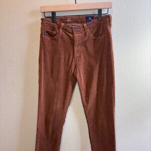 AG Adriano Goldschmied Prima Cigarette Leg Corduroy Pants 26R Brown